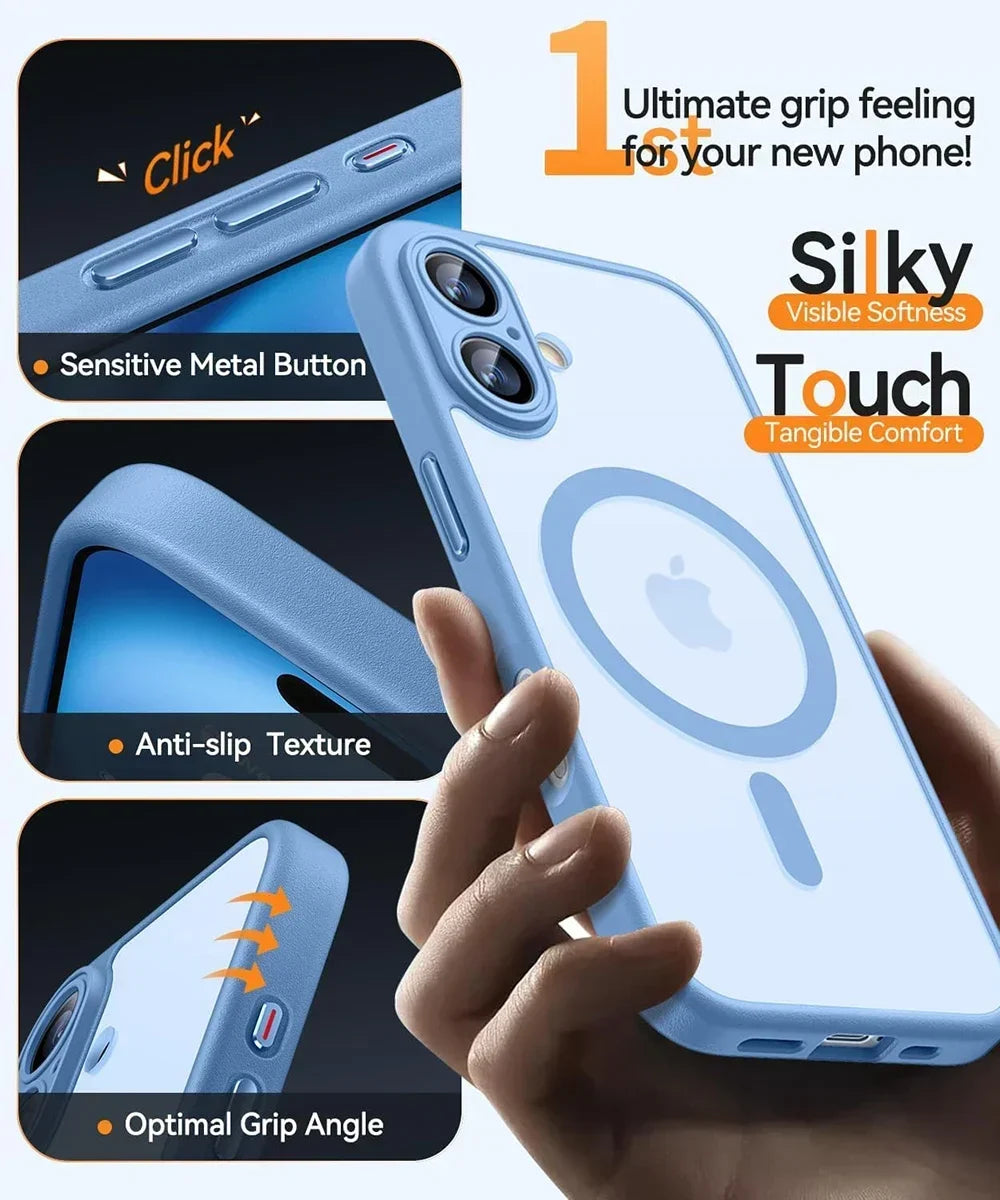 iPhone Case Magnetic Matte Translucent Armor MagSafe Compatible Shockproof Anti-Fingerprint Back To School 2026 Gift