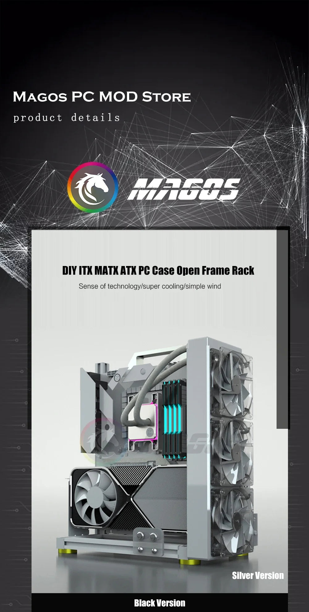 Open Frame PC Case Modular ATX MATX ITX Aluminum Rack
