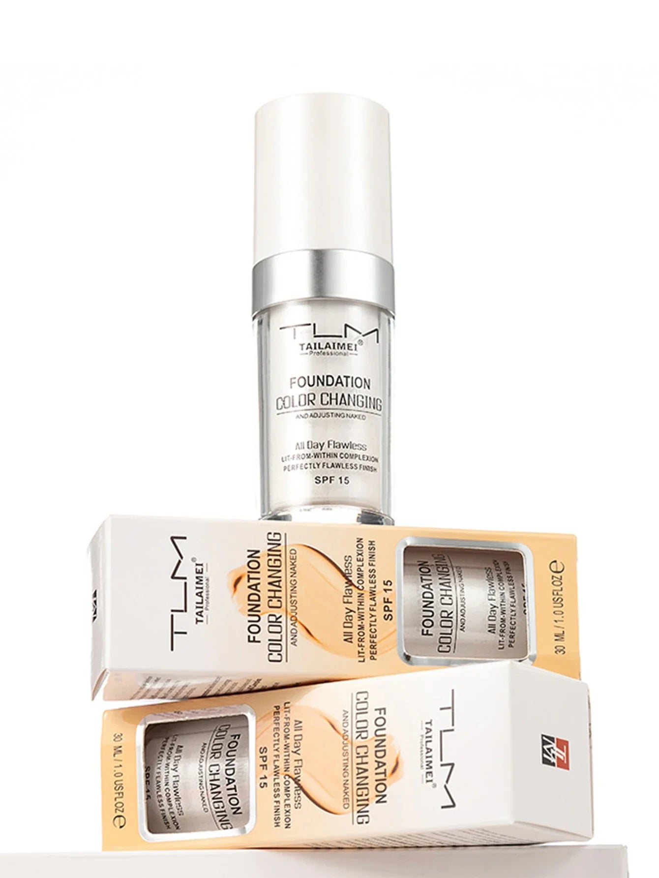 Color-Changing Liquid Foundation with SPF - Long-Lasting Waterproof Oil-Control Sunscreen Cream 30ml