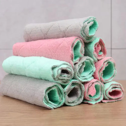 Reusable Cotton Dishwashing Cloths - 10-Pack Household Cleaning Towels in Random Colors