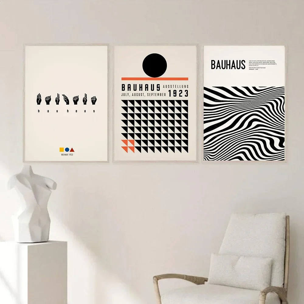 Bauhaus Canvas Wall Art Print Pink Quote Modern Nordic