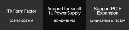 Mini ITX HTPC Case 1U PSU Support Mesh Compact Home Theater