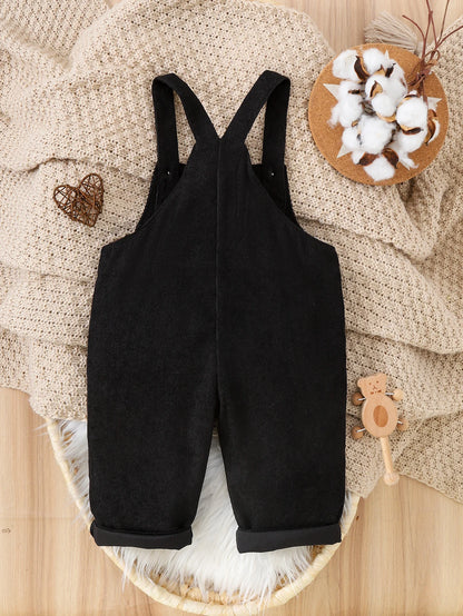 Fluffy warm lining detail inside baby corduroy overalls