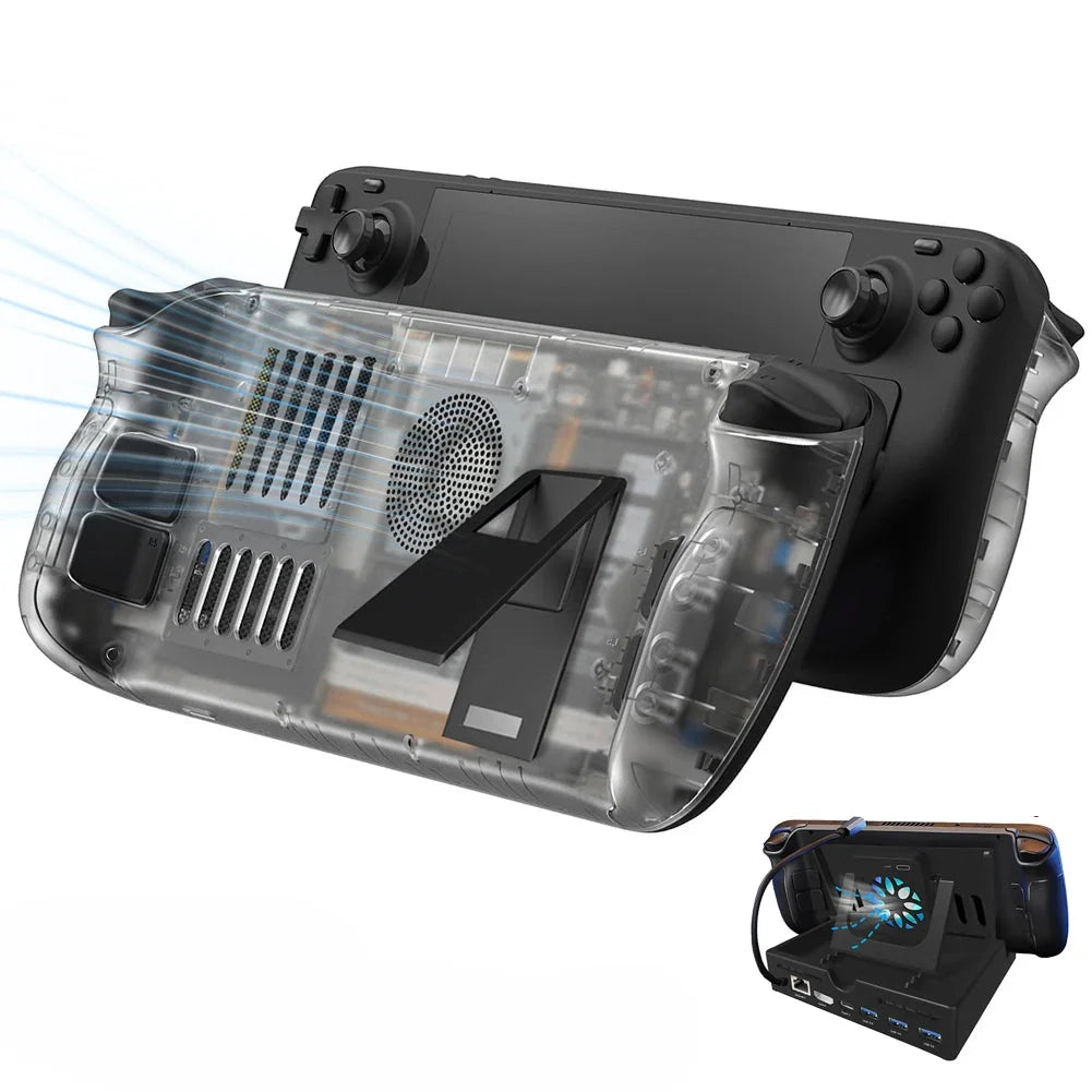 Steam Deck Clear Cooling Back Cover With Stand Bracket