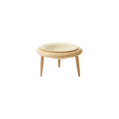 Cat Ceramic Bowl Set Height Adjustable Elevated Wooden Stand Double Food Water Bowls Fall 2025 Mess Free Feeding