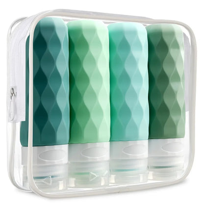 Silicone Travel Bottles Set Leakproof Refillable Squeeze Containers For Shampoo Conditioner Lotion 90ml