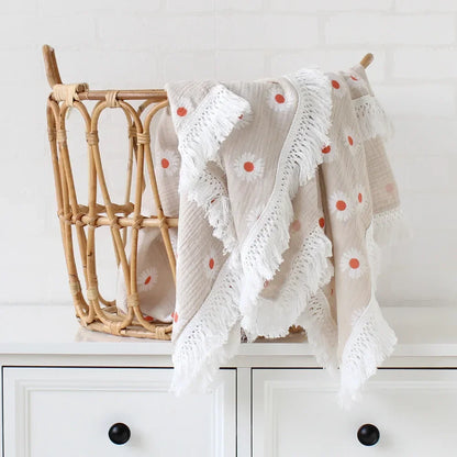 Baby Swaddle Blanket 100 Percent Cotton Muslin Newborn Floral Print Quilt Swaddle Fall 2025 Breathable Soft Gift