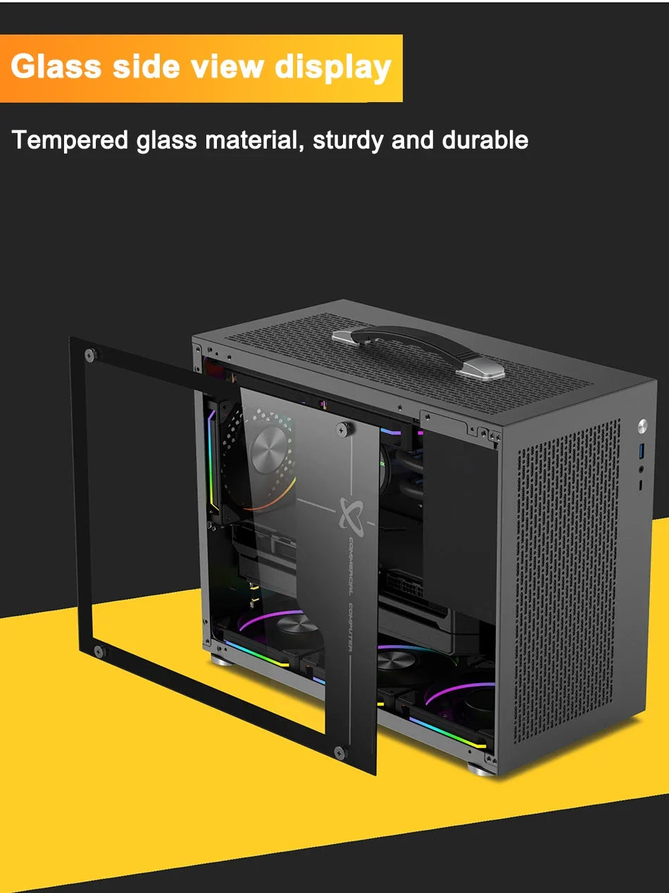 Mini ITX PC Case Transparent Side 240mm Water Cooling