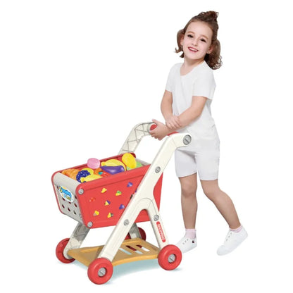 Shopping Cart Toy Push Along Grocery Trolley Kids Pretend Play Supermarket Back To School 2025 Early Education Gift