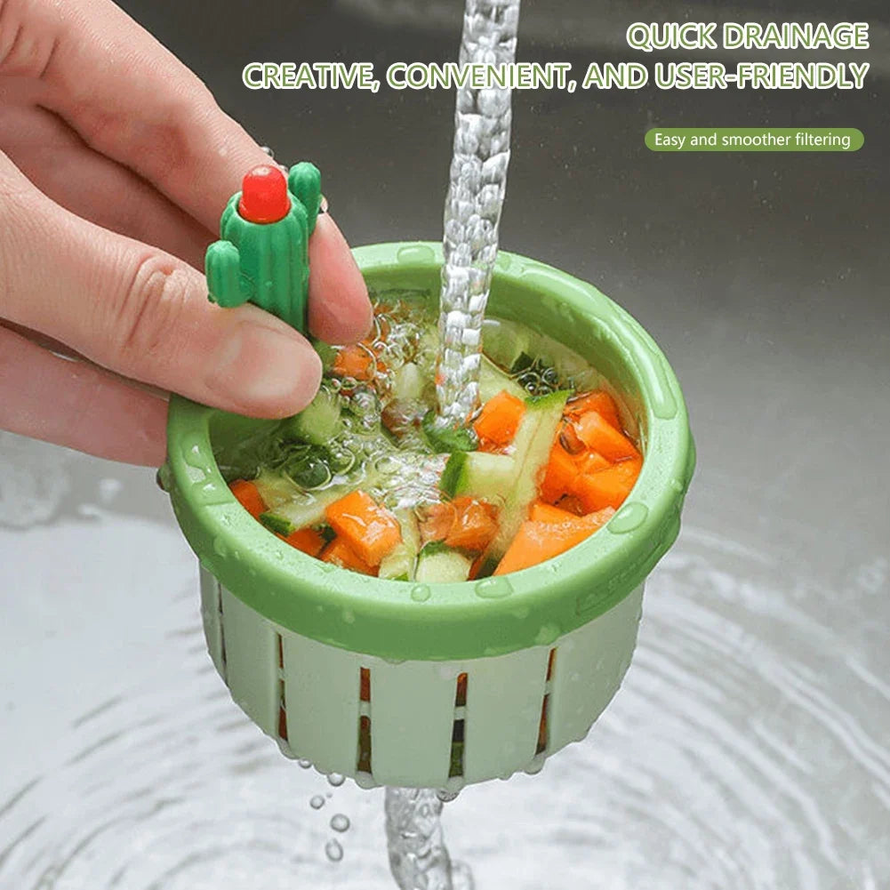 Kitchen Sink Drain Strainer With Handle Cactus Design ABS Plastic Waste Filter Eco Friendly 2026 Gift