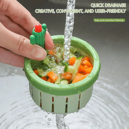 Kitchen Sink Drain Strainer With Handle Cactus Design ABS Plastic Waste Filter Eco Friendly 2026 Gift