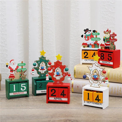 Christmas Wooden Countdown Calendar Ornament Tabletop Decor