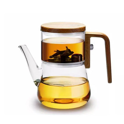 Home Magnetic Suction Floaty Cup Teapot 740ML Heat-Resistant Glass Tea Set