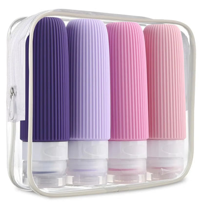Silicone Travel Bottles Set Leakproof Refillable Squeeze Containers For Shampoo Conditioner Lotion 90ml