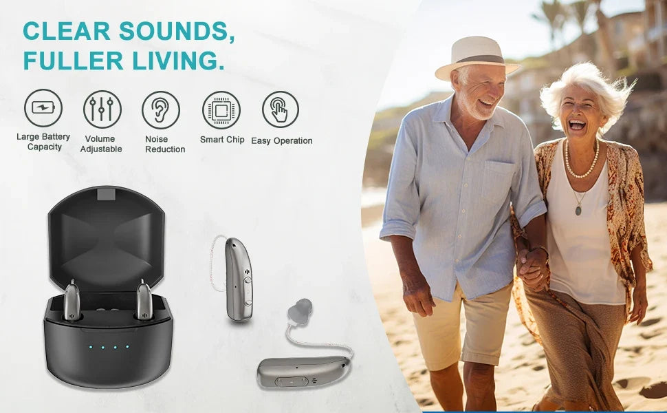 Hearing Aid Rechargeable Digital BTE With Adjustable Volume Portable Senior Sound Amplifier