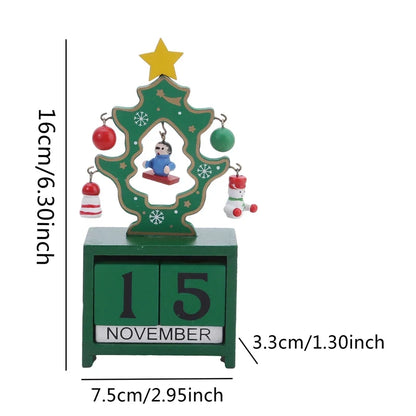 Christmas Wooden Countdown Calendar Ornament Tabletop Decor