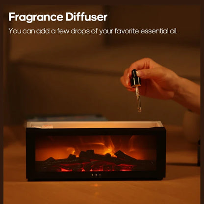 Creative Fireplace Air Humidifier Diffuser with LED Light Remote Control for Home Gift