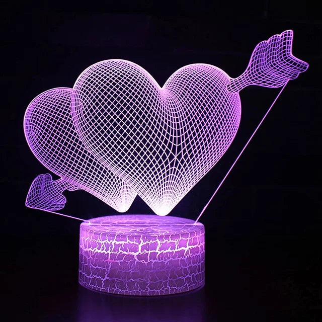 3D Illusion Heart Lamp - USB LED Night Light, An Ideal Valentine's Day Gift