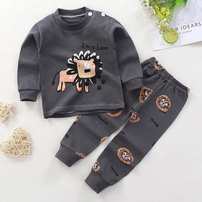 Additional gallery view 12 of kids cotton cartoon long sleeve pyjama set