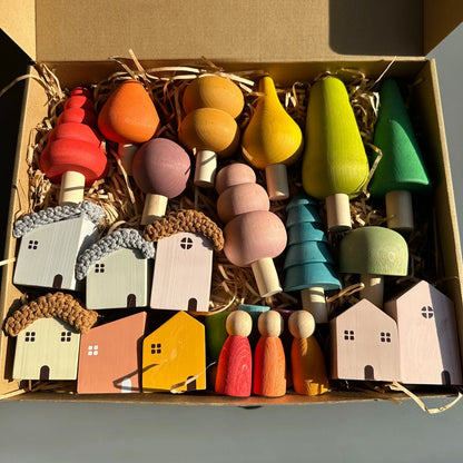 Wooden Building Blocks Pastel Nordic Stacking Play Set Fall 2025 Eco Friendly Imaginative Play Gift