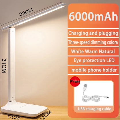 LED Desk Lamp Touch Dimmable Rechargeable Eye Protection