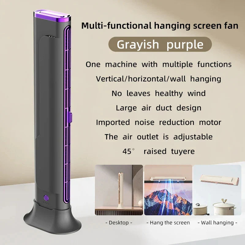 Bladeless Fan 1200mAh Portable Tower Fan USB Rechargeable Vertical Cooling Fan Fall 2025 Cordless Quiet Home Office