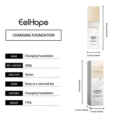 Color-Changing Foundation SPF15 – Hydrating, Waterproof, Long-Lasting Liquid Coverage 2026