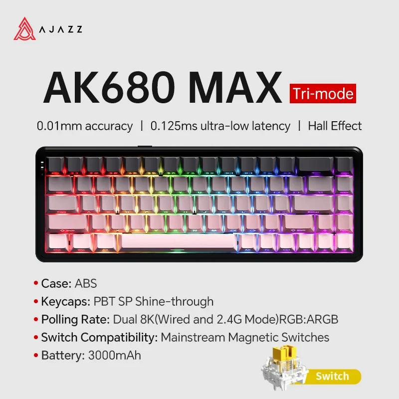 Mechanical Keyboard Sixty Mini Wireless ARGB Magnetic Hall