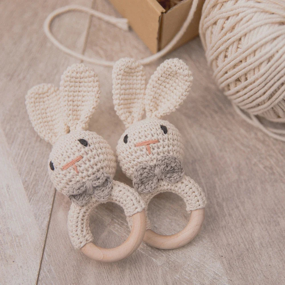 Baby Crochet Rattle Bunny Teether Newborn Sensory Toys