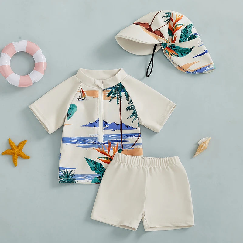 Kids summer holiday swimwear set with cute print