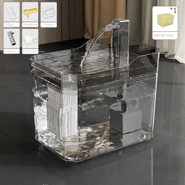 Cat Water Fountain USB Transparent Reservoir Auto Filtered Pet Drinker Fall 2025 Quiet Anti Dry Pump
