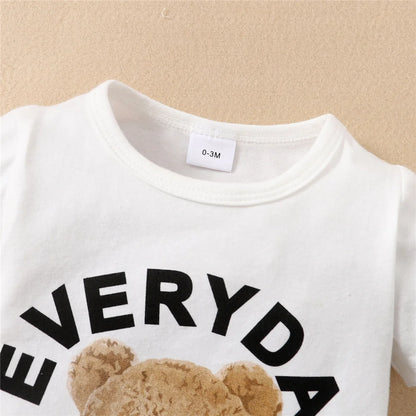Occasion style layout showcasing the baby boys panda bear short sleeve romper and hat set