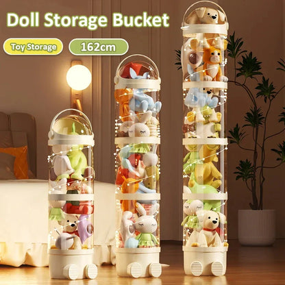 Toy Storage Tube Transparent Doll Organizer Kids Room Vertical Space Saving Visibility Gift Back To School 2025