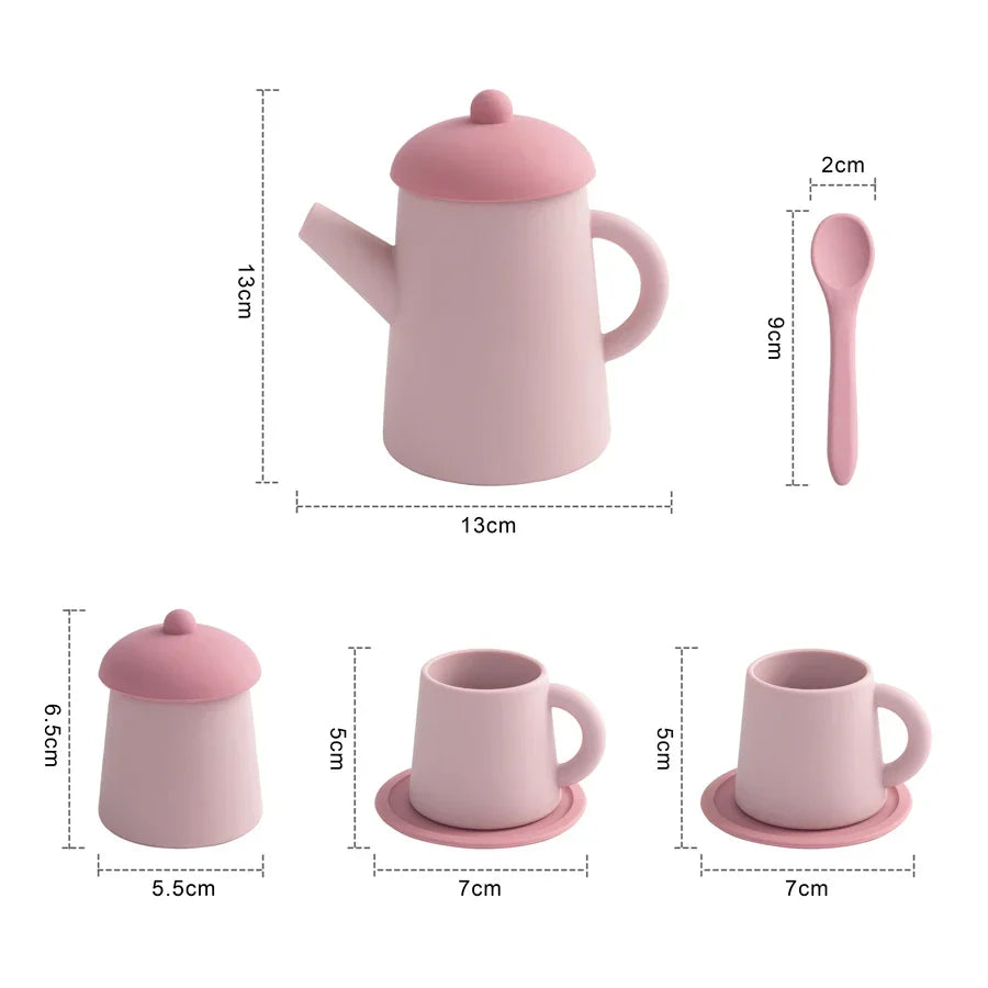 Miniature Tea Set Soft Silicone Pretend Play Tableware Kids Toy Back To School 2025 Imaginative Play Gift