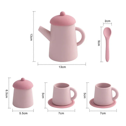 Miniature Tea Set Soft Silicone Pretend Play Tableware Kids Toy Back To School 2025 Imaginative Play Gift