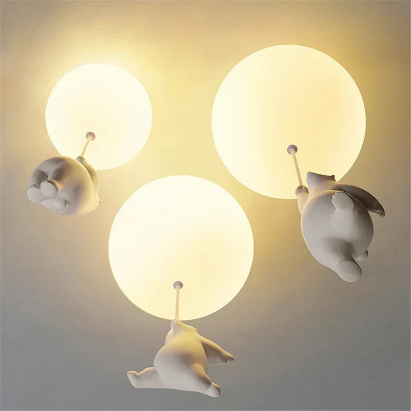 LED Ceiling Light Warm Cartoon Bear Design Kids Bedroom Ceiling Lamp Fall 2025 Cozy Nightlight Decor