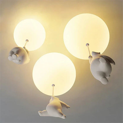 LED Ceiling Light Warm Cartoon Bear Design Kids Bedroom Ceiling Lamp Fall 2025 Cozy Nightlight Decor