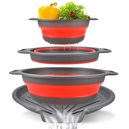 Foldable Colander Set Self-Draining Over Sink Kitchen Strainer Spring 2026 Easy Storage