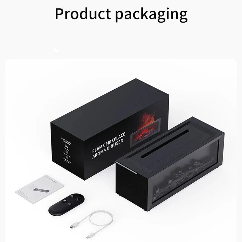 Creative Fireplace Air Humidifier Diffuser with LED Light Remote Control for Home Gift