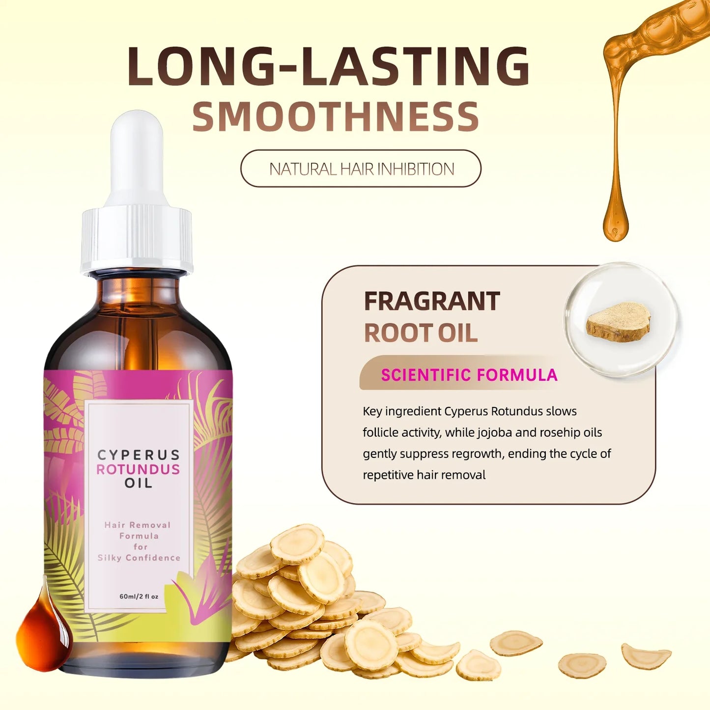 Hair Removal Oil 60ml Natural Jojoba Almond Oil For All Skin Types Long Lasting Smooth Skin TikTok Viral Fall 2026