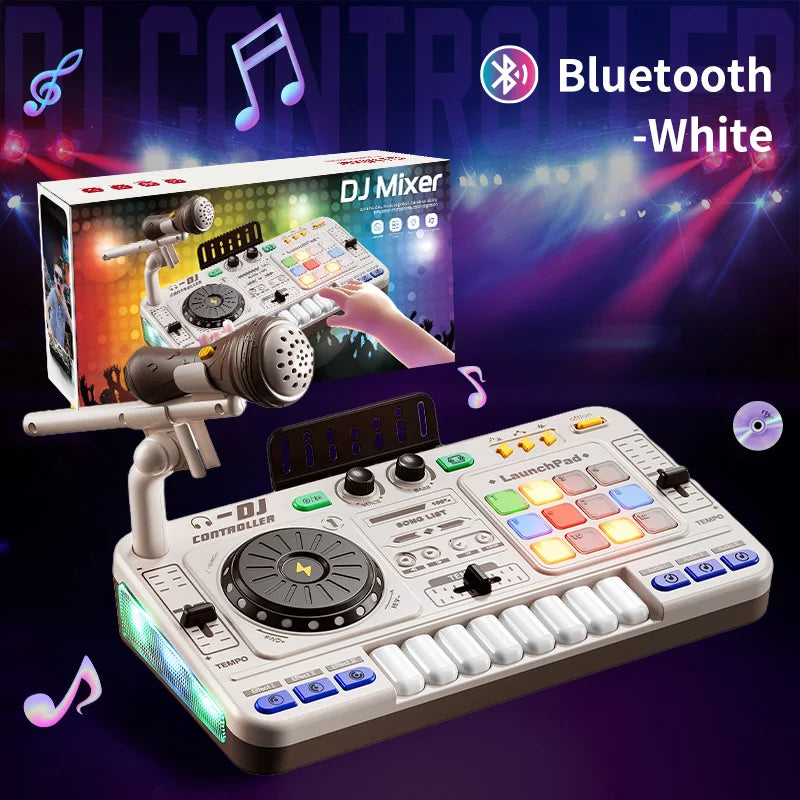 Kids DJ Mixer Toy With Microphone, Multifunctional Electronic Music Controller Educational Birthday Gift Fall 2025
