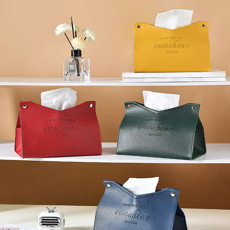 Leather Tissue Box - Nordic Car & Home Decor, Large Storage Napkin Holder