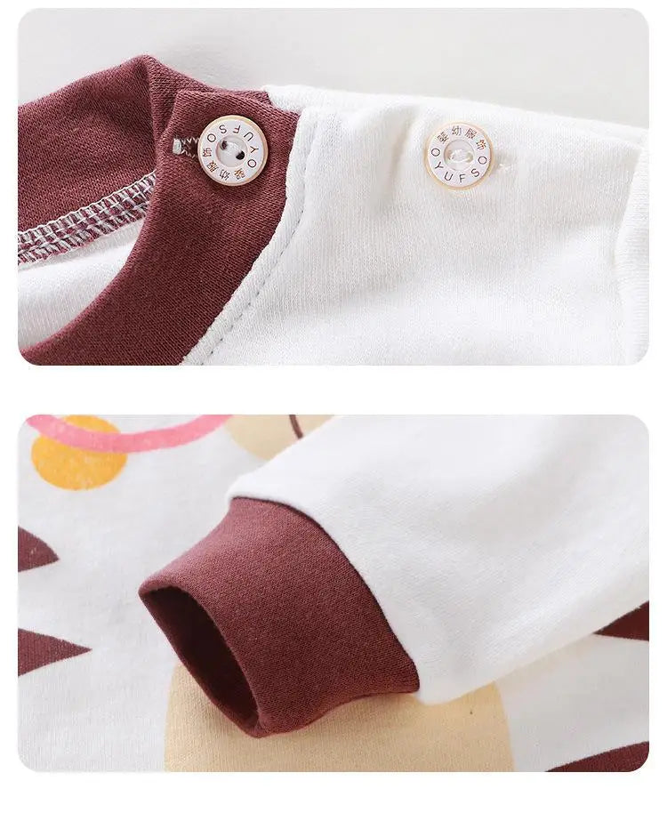 Back view of kids cotton cartoon long sleeve pyjama set