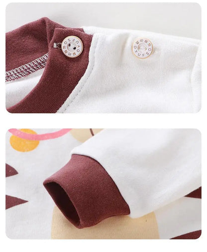 Back view of kids cotton cartoon long sleeve pyjama set