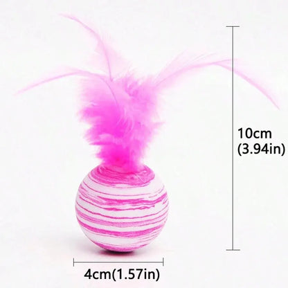 Cat Toy Striped Ball Interactive - Fun Pet Play, 5g Feather Toy
