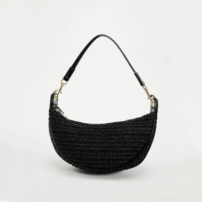 Lightweight women's woven straw shoulder bag – hobo style, crossbody, for beach & summer