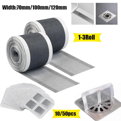Shower Drain Hair Catcher Mesh Filter Self Adhesive Cuttable Roll Disposable Hair Filter For Bathroom And Kitchen Sink