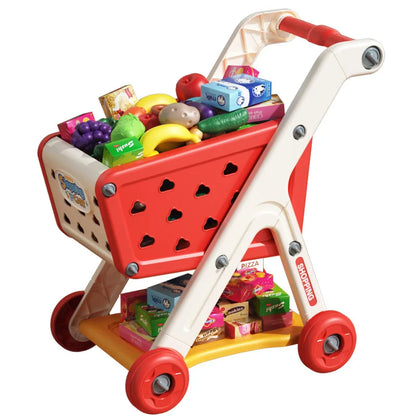 Shopping Cart Toy Push Along Grocery Trolley Kids Pretend Play Supermarket Back To School 2025 Early Education Gift