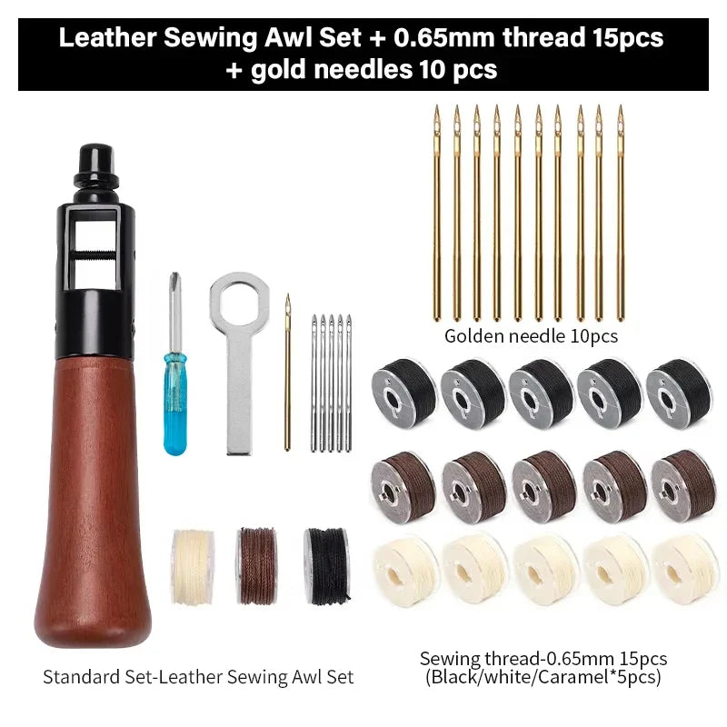 Leather Sewing Kit – Premium Hand Stitching Awl Tools Set for DIY Leather Craft and Canvas Repair, Fall 2026 Gift