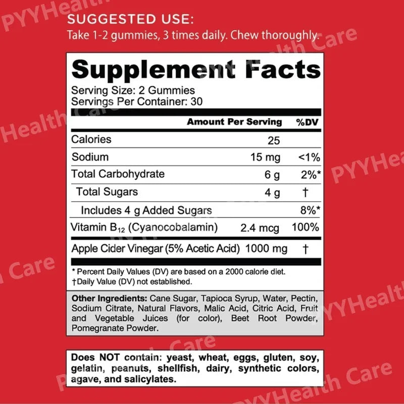 Apple Cider Vinegar Gummies Plant Based Dietary Supplement Spring 2026 Wellness Immune and Energy Support 60 Count